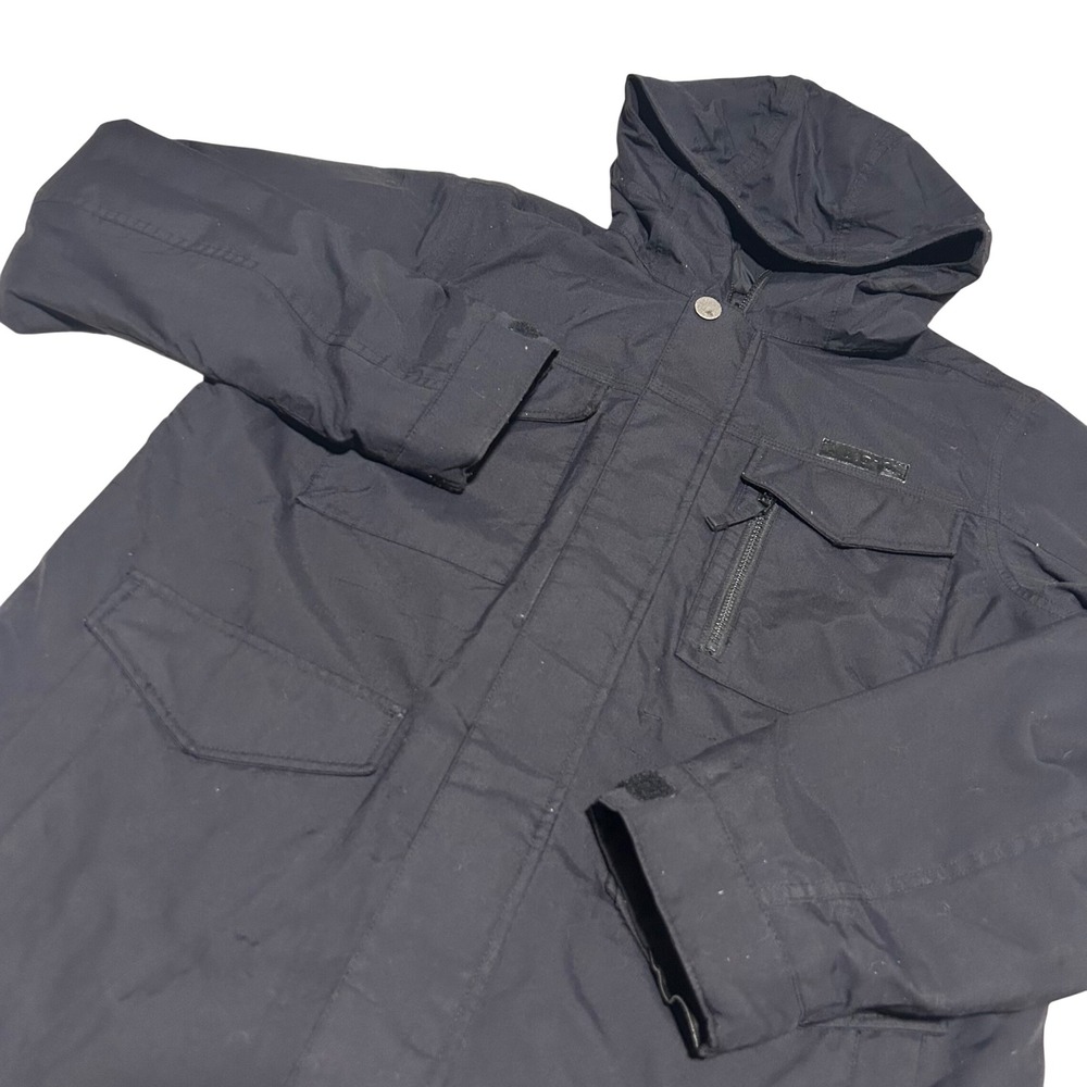 Burton Snowboard Jacket Mens S Black Dryride Insulated Hooded Winter Coat 1049